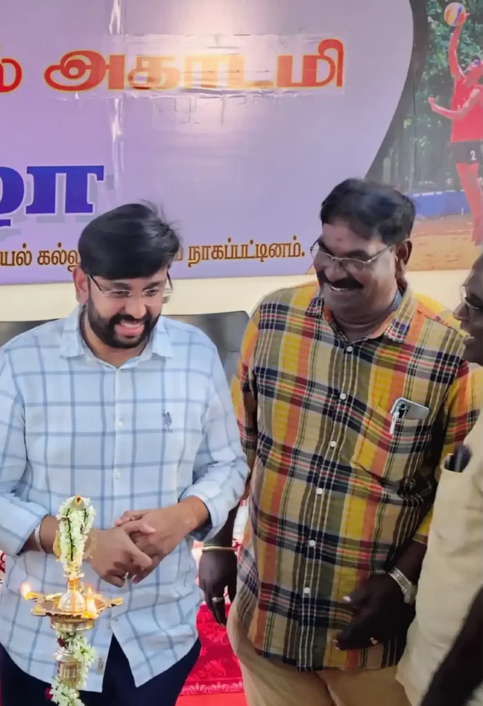 தமிழ்நாடு பீச் வாலிபால் அகாடமி தொடக்க விழா DR. அருண் தம்புராஜ் IAS தொடக்கி வைத்தார்